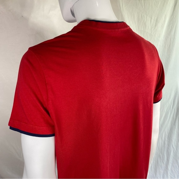 U.S. Polo Assn Red w/ Navy Blue Trim Cotton Short Sleeve Tee - Picture 5 of 7